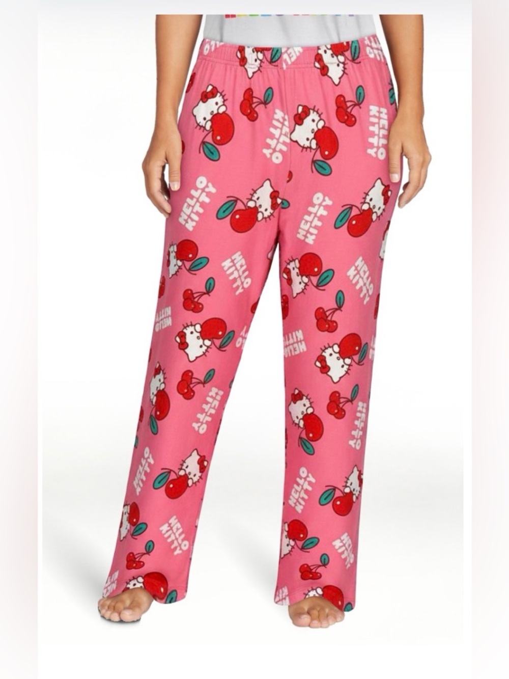 Hello Kitty Women’s Pink/Cherry Graphic Print Pajama Pants